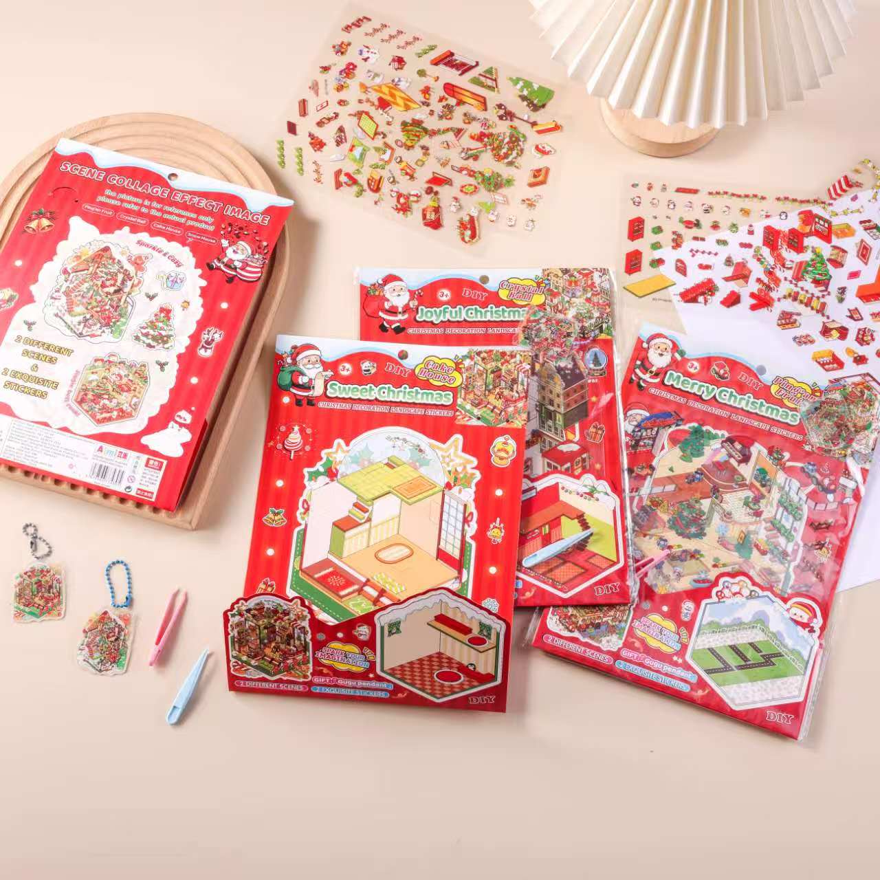 Christmas landscape stickers, decorative landscape stickers, 3D stereoscopic material stickers, transparent and cute stickers, pendants, Guka Specification image
