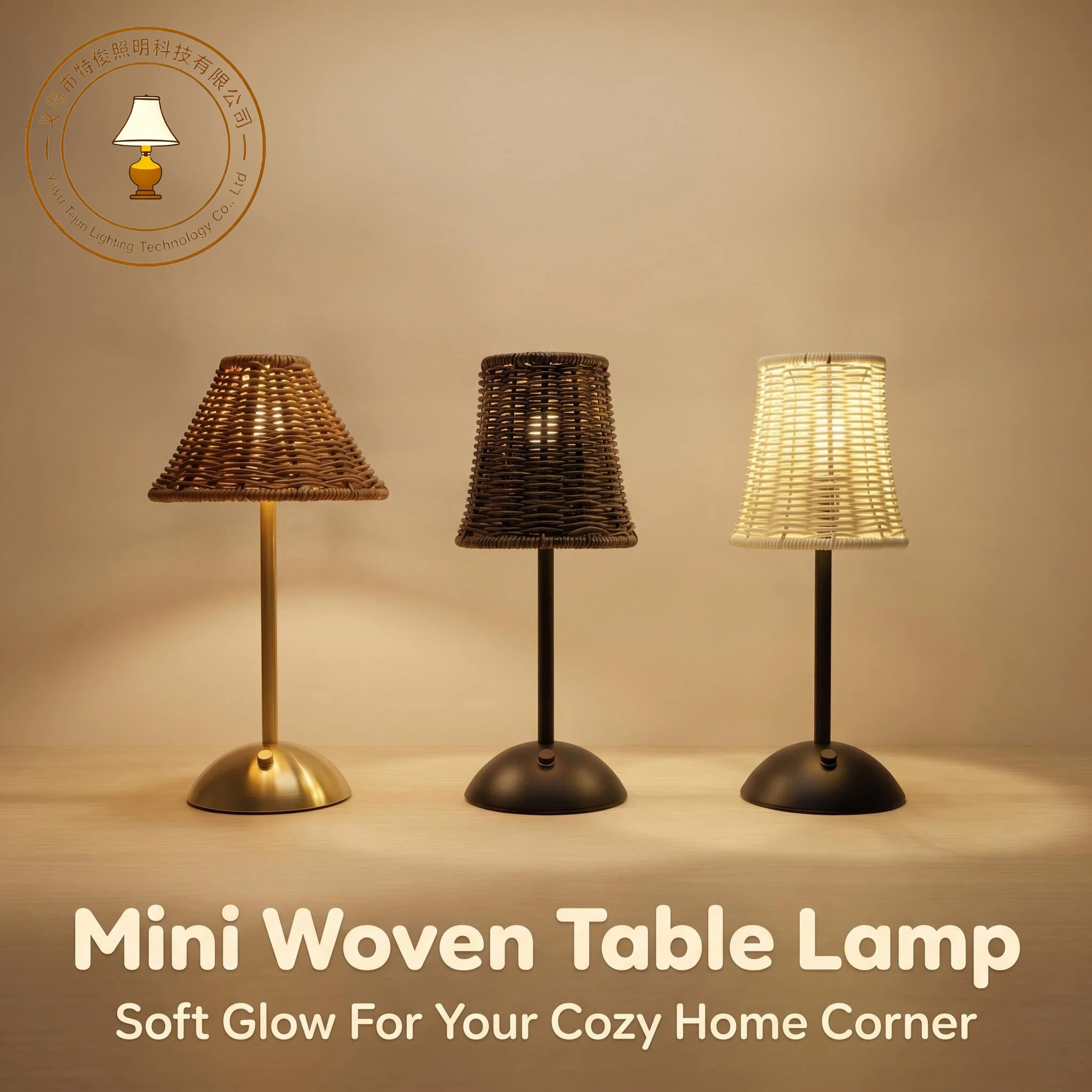 JL's new rattan woven metal touch night light with three-tone light