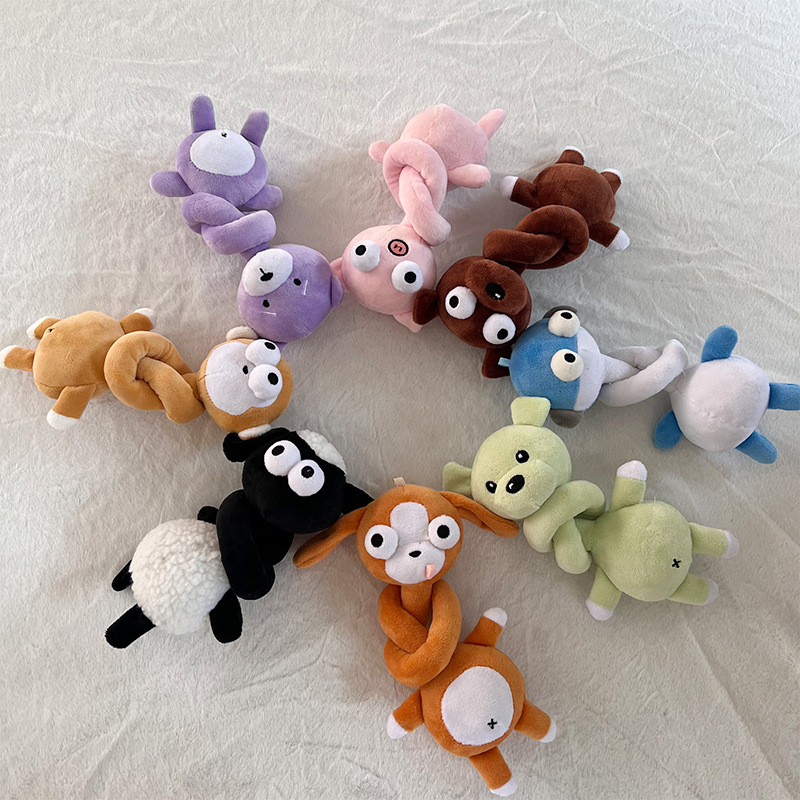 Colorful long-necked animal creative 4-inch plush pendant, claw machine doll, key pendant, car schoolbag pendant, gift, cartoon transformation keychain, costume doll pendant, plush toy, cute wholesale details Picture