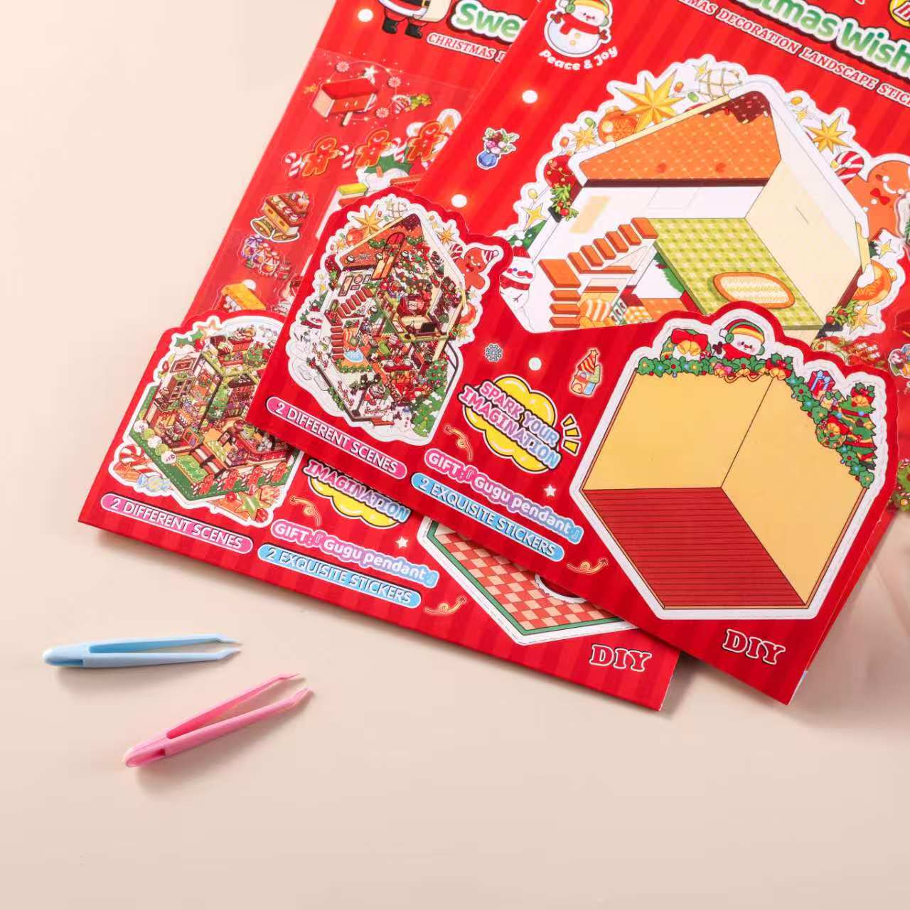 Christmas landscape stickers, decorative landscape stickers, 3D stereoscopic material stickers, transparent and cute stickers, pendants, Guka Application Scenario
