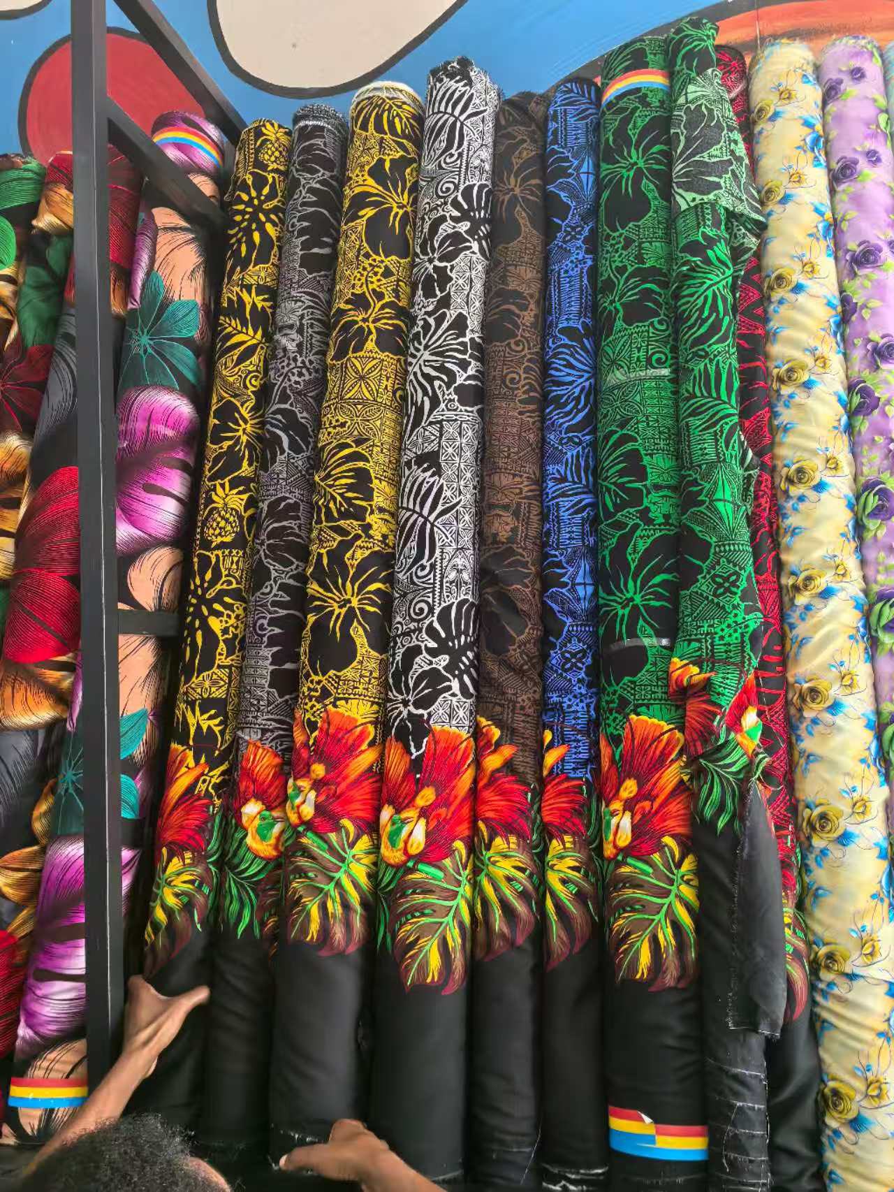South Pacific tribe printed rayon fabric seaside vacation sun protection coverings one-piece wrap skirts factory wholesale viscose (rayon) fabric Qni clothing materials Application Scenario