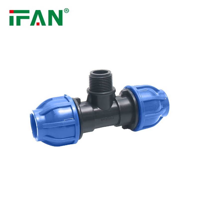 IFAN Factory Blue PP Plastic Female-Threaded Tee Fitting