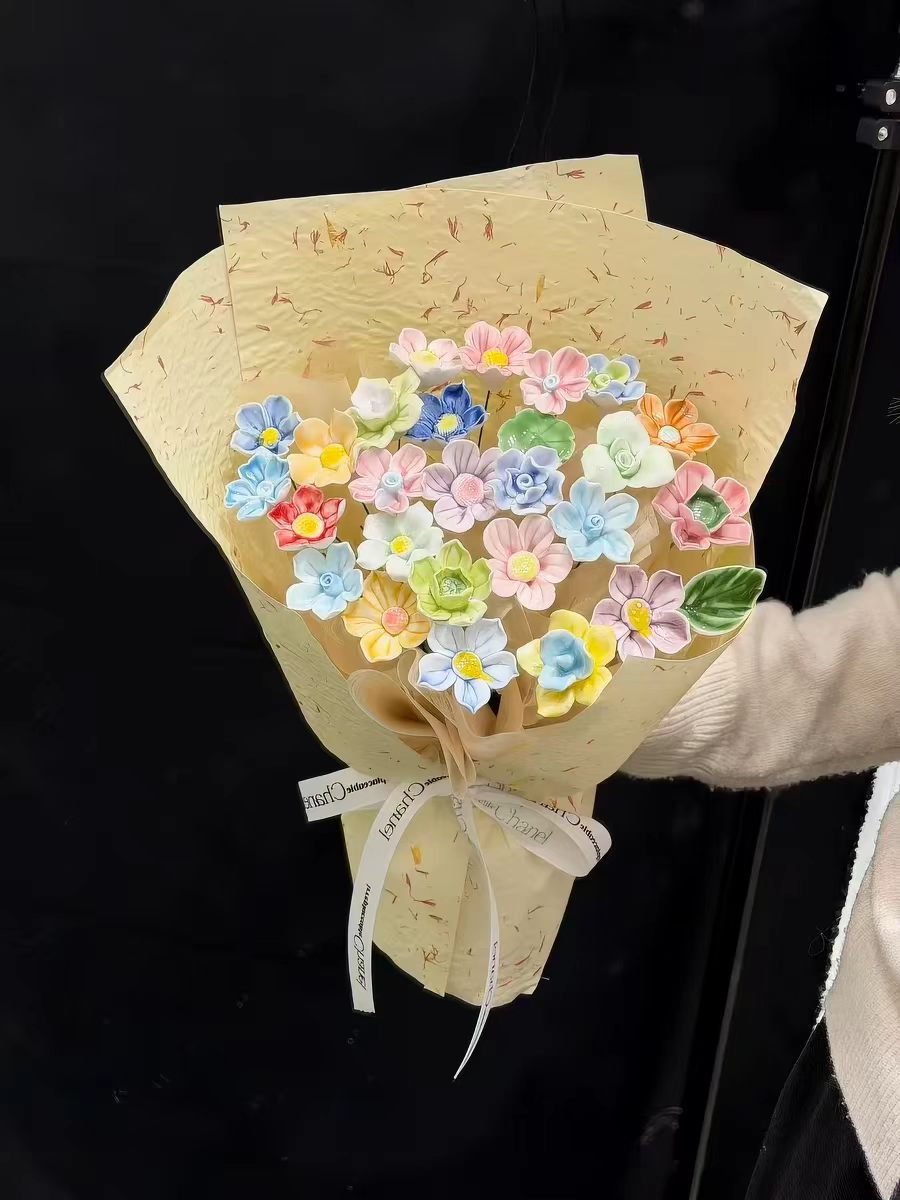 景德镇浮雕陶瓷杯陶瓷花瓶工艺品礼品陶瓷花单花永不凋谢的花陶瓷单花陶瓷摆件花艺术花陶瓷花束双花工艺品景德镇陶瓷花详情图10