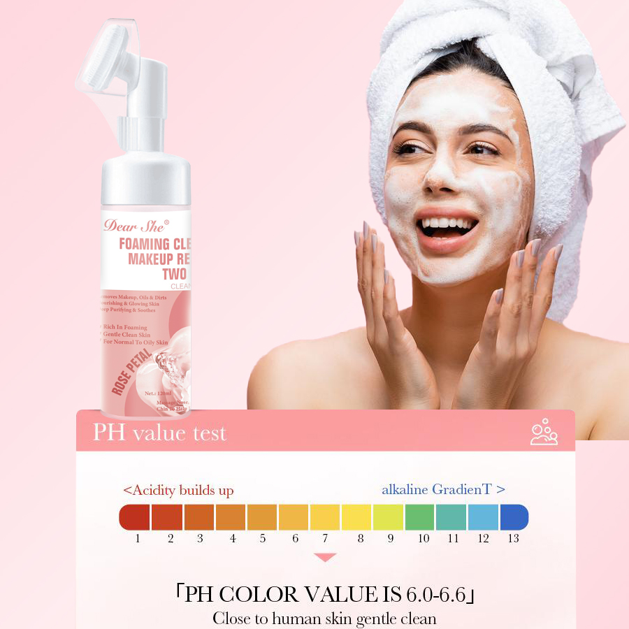 DEAR SHE Rose Essence Cleansing Mousse Foaming Facial Cleanser Cleansing, Hydrating, Moisturizing, Makeup Removal and Cleansing in one Application Scenario