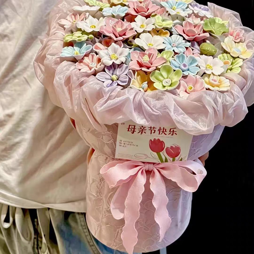 景德镇浮雕陶瓷杯陶瓷花瓶工艺品礼品陶瓷花单花永不凋谢的花陶瓷单花陶瓷摆件花艺术花陶瓷花束双花工艺品景德镇陶瓷花详情图17