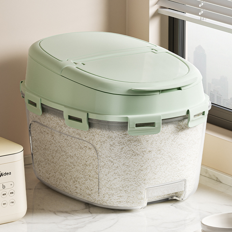 Kitchen sealed rice bucket, food plastic moisture-proof storage, 26-jin rice jar, rice flour insect-proof storage box, 10kg