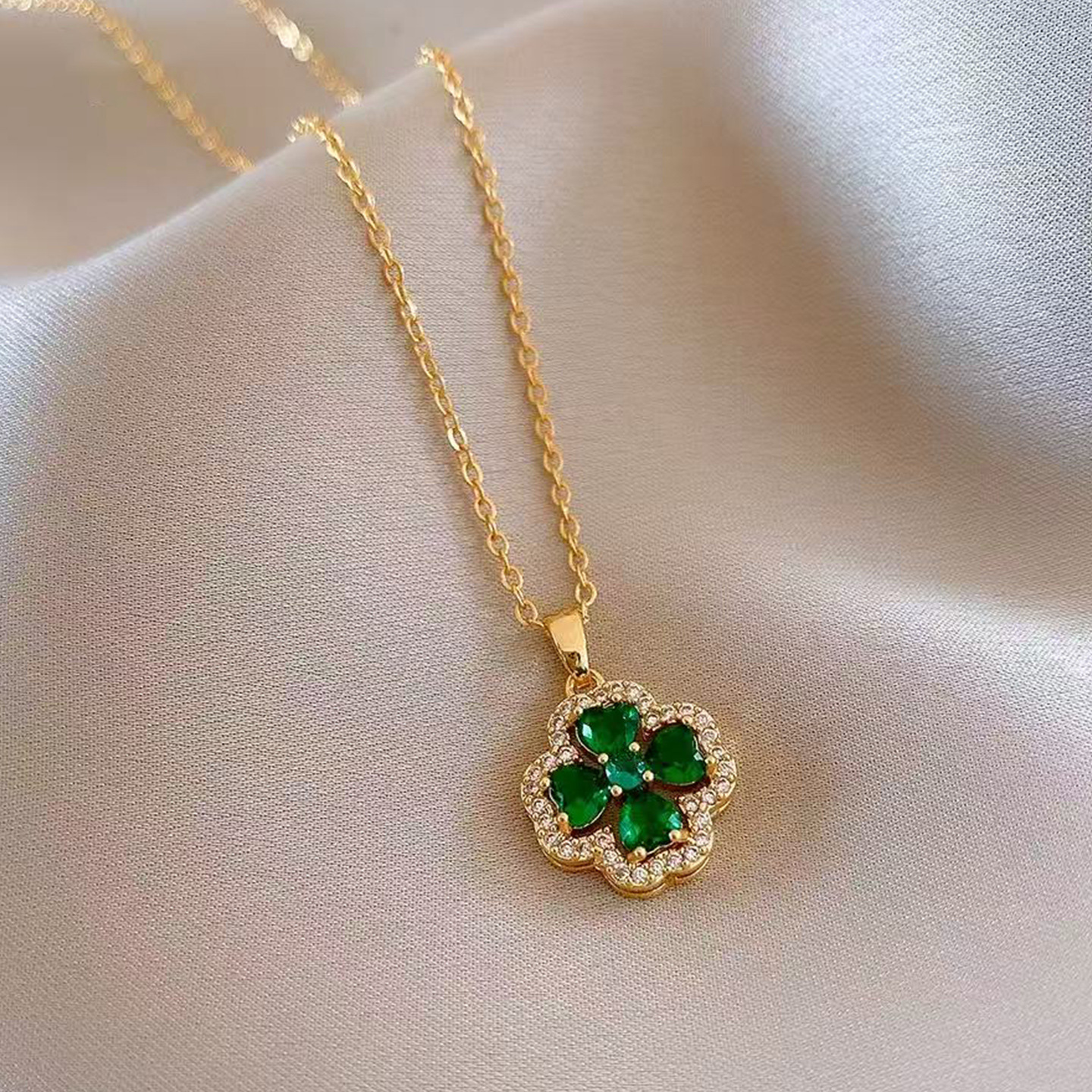2026新款奢华小众金边四叶草高级设计日常游玩约会百搭款项链详情1