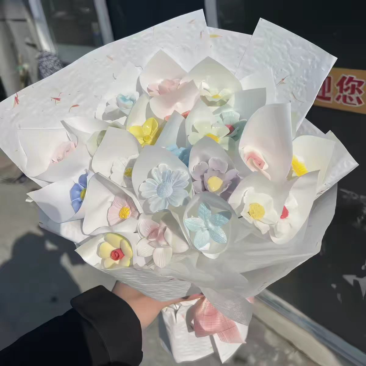 景德镇浮雕陶瓷杯陶瓷花瓶工艺品礼品陶瓷花单花永不凋谢的花陶瓷单花陶瓷摆件花艺术花陶瓷花束双花工艺品景德镇陶瓷花详情图14
