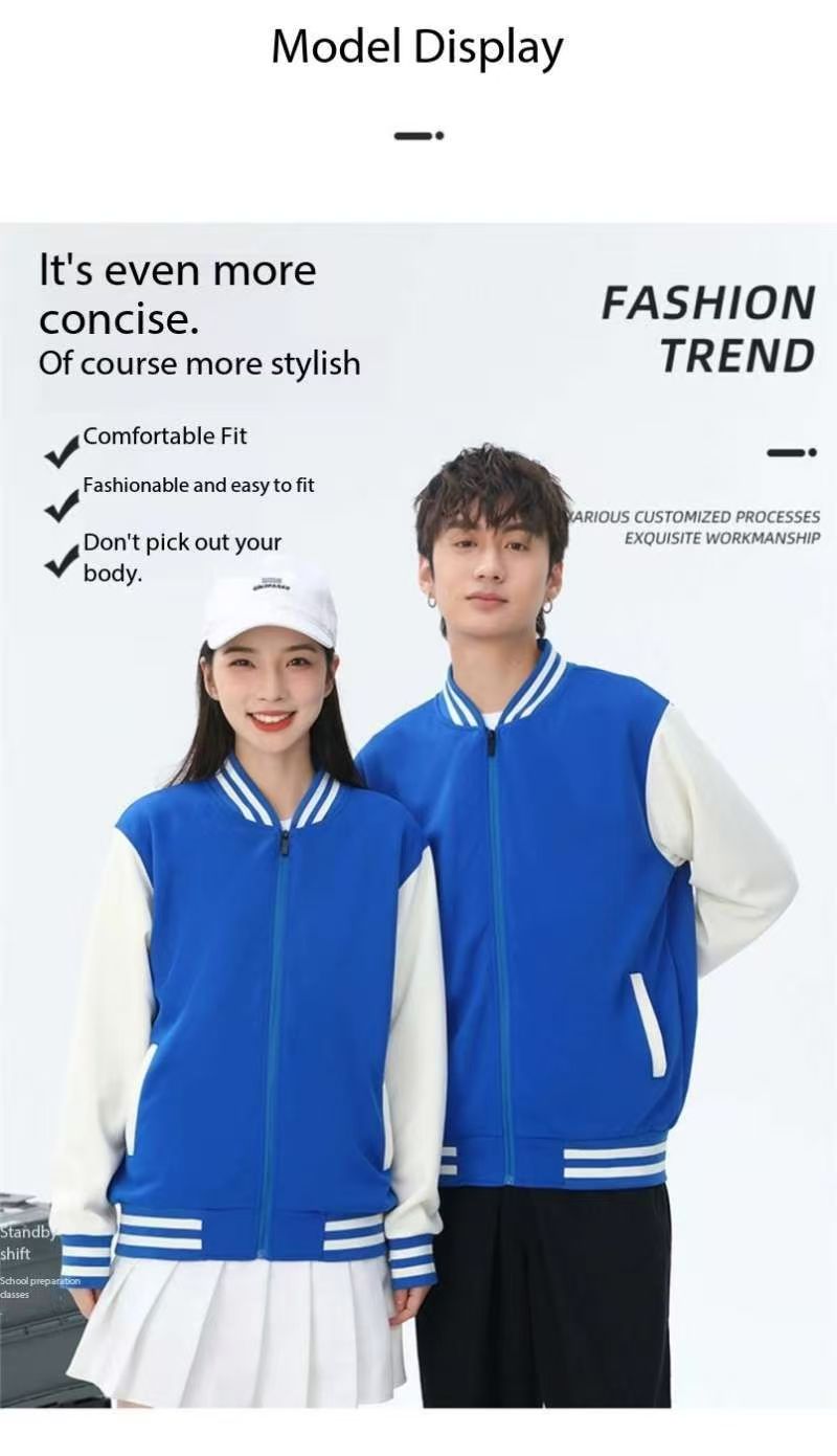 Wholesale of best-selling new spring and autumn baseball jackets, sweatshirts, printed graphics and logos, corporate work uniforms, custom-made work clothes, stand-up collar cardigans and jackets in 2026 Application Scenario