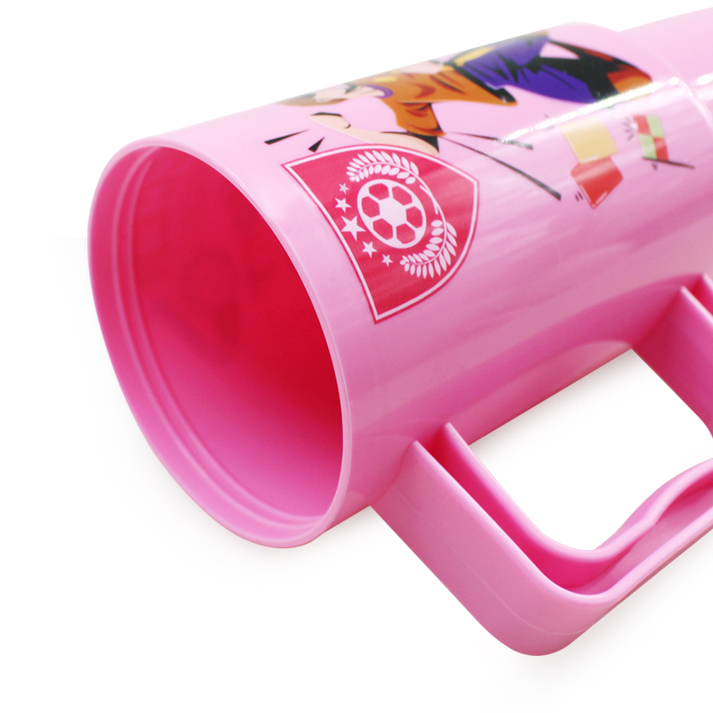 New cartoon straw cup with handle, large-capacity plastic water cup, beach juice cup, cute and creative student water cup details Picture