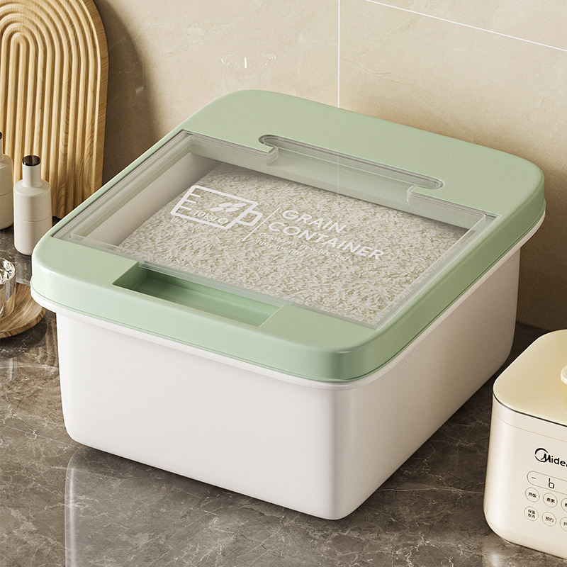 10KG household flip-top multi-functional rice jar, square rice box, insect-proof and moisture-proof kitchen rice storage bucket, plastic rice bucket wholesale detail image 2