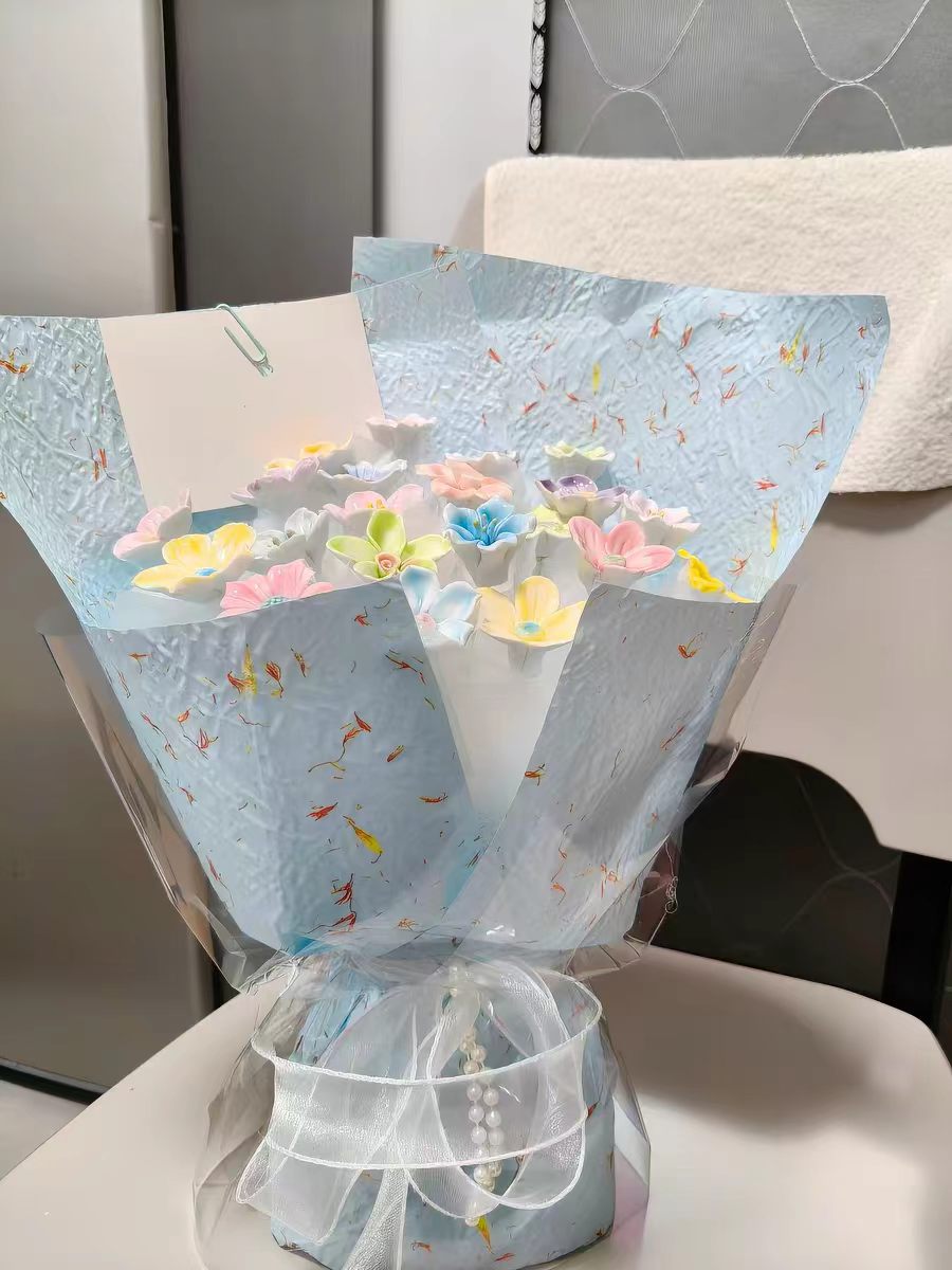 景德镇浮雕陶瓷杯陶瓷花瓶工艺品礼品陶瓷花单花永不凋谢的花陶瓷单花陶瓷摆件花艺术花陶瓷花束双花工艺品景德镇陶瓷花详情图9