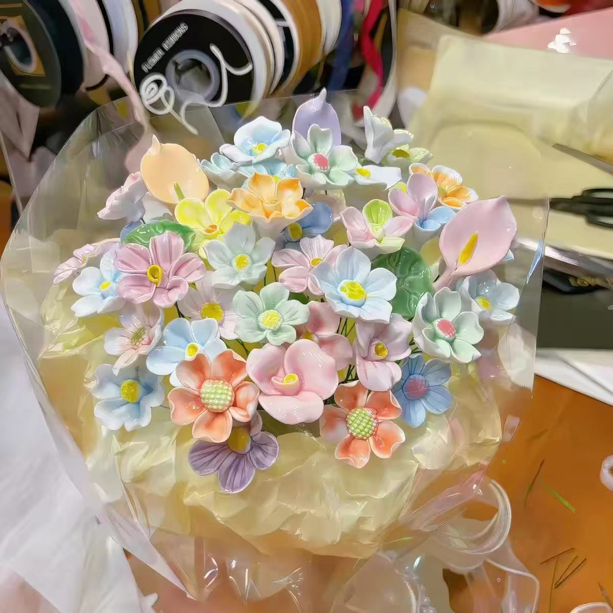 景德镇浮雕陶瓷杯陶瓷花瓶工艺品礼品陶瓷花单花永不凋谢的花陶瓷单花陶瓷摆件花艺术花陶瓷花束双花工艺品景德镇陶瓷花详情图11