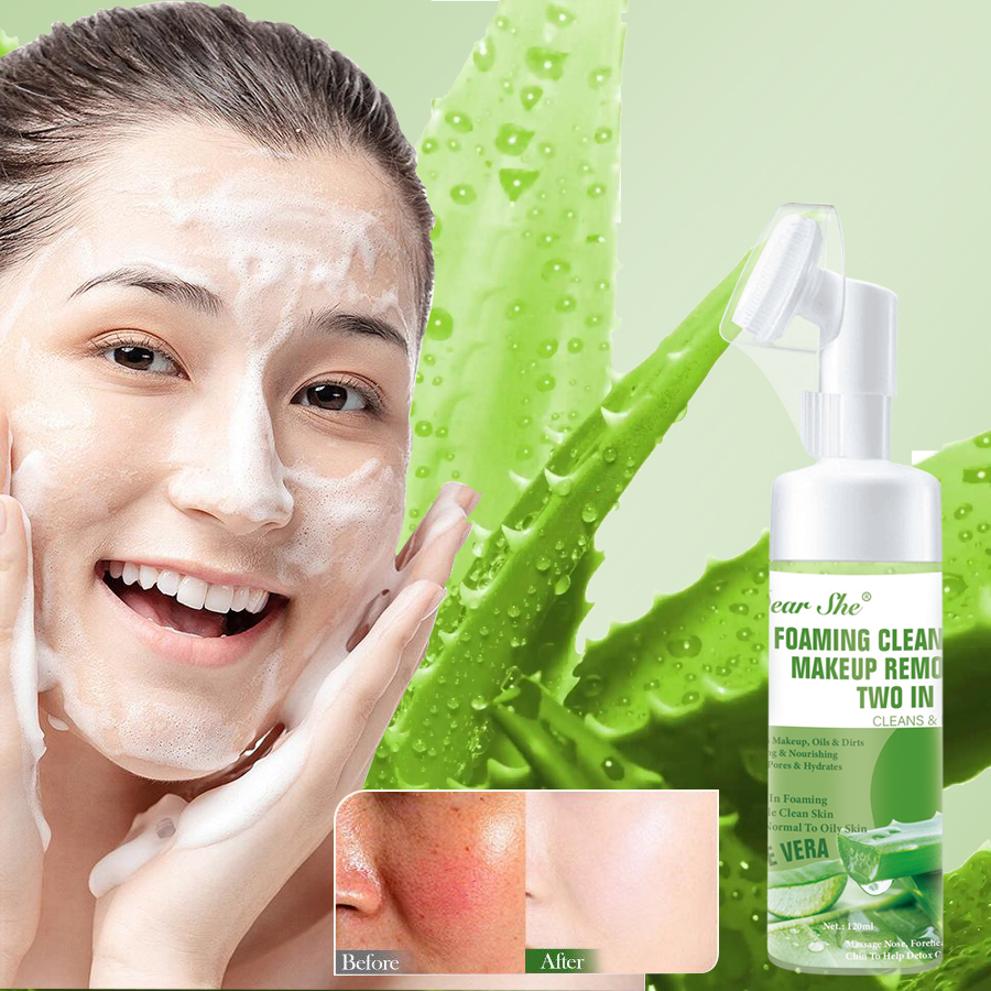 DEAR SHE Aloe Vera Essence Cleansing Mousse Foaming Facial Cleanser - A Daily Essential for cleansing and moisturizing details Picture