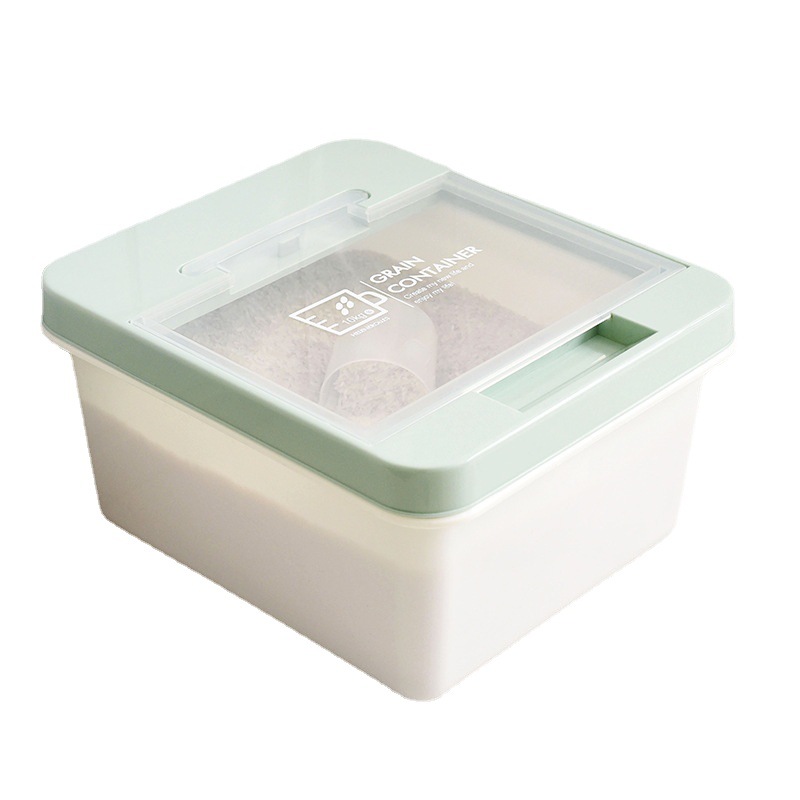 10KG household flip-top multi-functional rice jar, square rice box, insect-proof and moisture-proof kitchen rice storage bucket, plastic rice bucket wholesale detail image 3