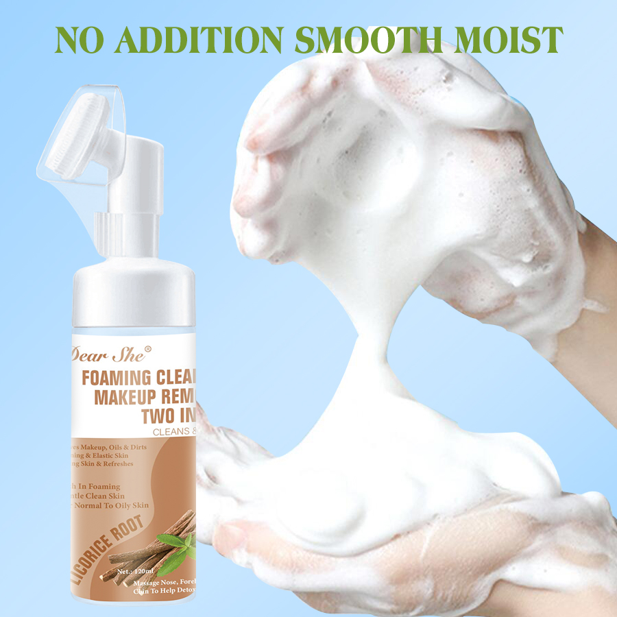DEAR SHE Factory Cross-border Best-selling Plant Essence Licorice Root Two-in-One Facial Cleanser, Makeup Remover Bubble Facial Cleanser Specification image