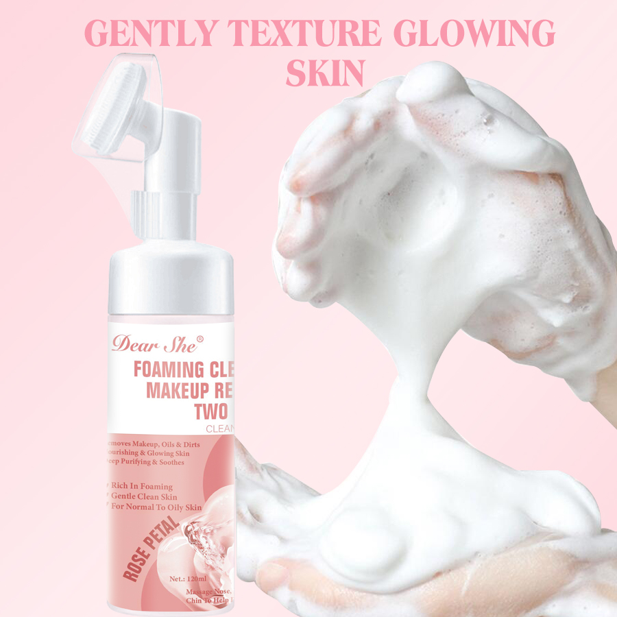 DEAR SHE Rose Essence Cleansing Mousse Foaming Facial Cleanser Cleansing, Hydrating, Moisturizing, Makeup Removal and Cleansing in one Specification image