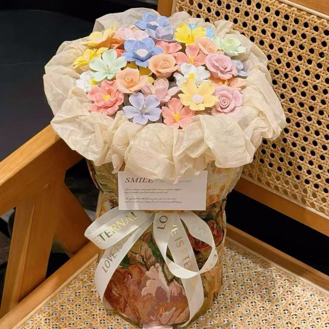 景德镇浮雕陶瓷杯陶瓷花瓶工艺品礼品陶瓷花单花永不凋谢的花陶瓷单花陶瓷摆件花艺术花陶瓷花束双花工艺品景德镇陶瓷花详情图18