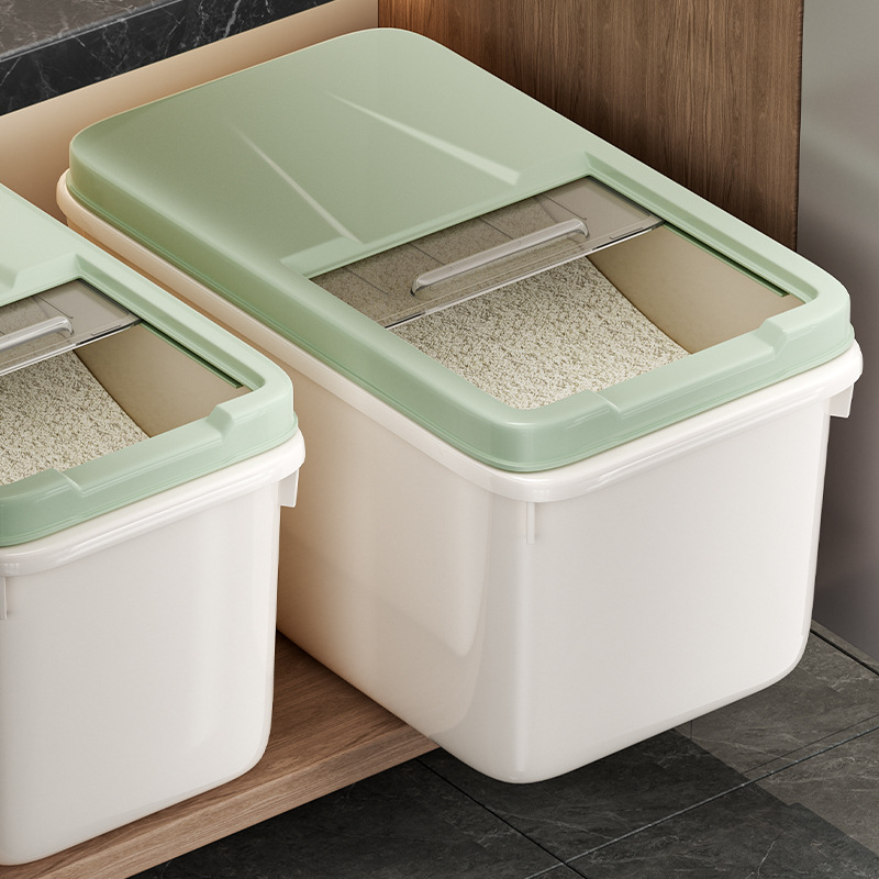 Factory direct sales of large-capacity household rice buckets, moisture-proof rice jars, insect-proof plastic flour storage boxes for wholesale detail image 7
