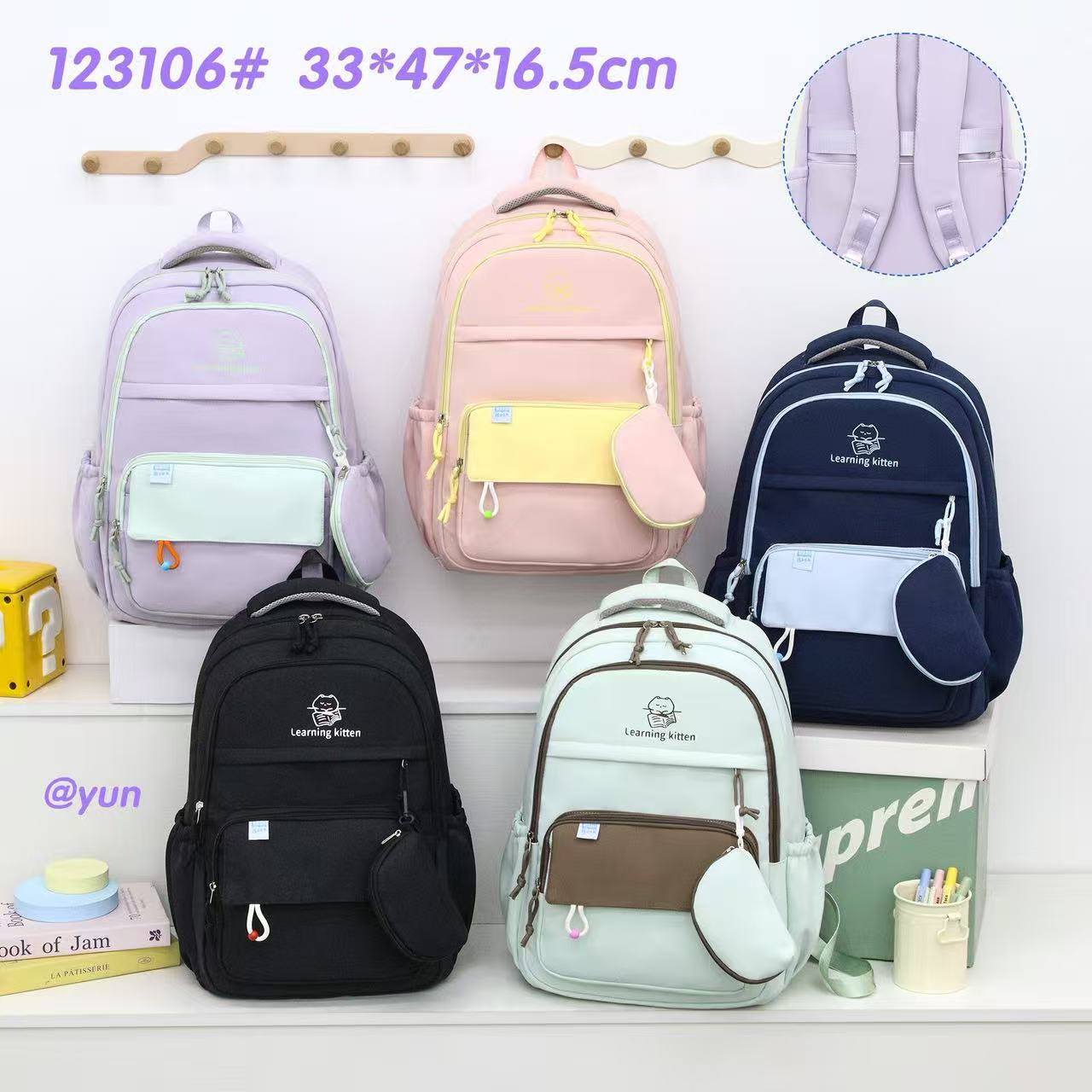 Wear-resistant Oxford fabric men's and women's backpacks, travel outdoor student schoolbags, cross-border bags detail image 12