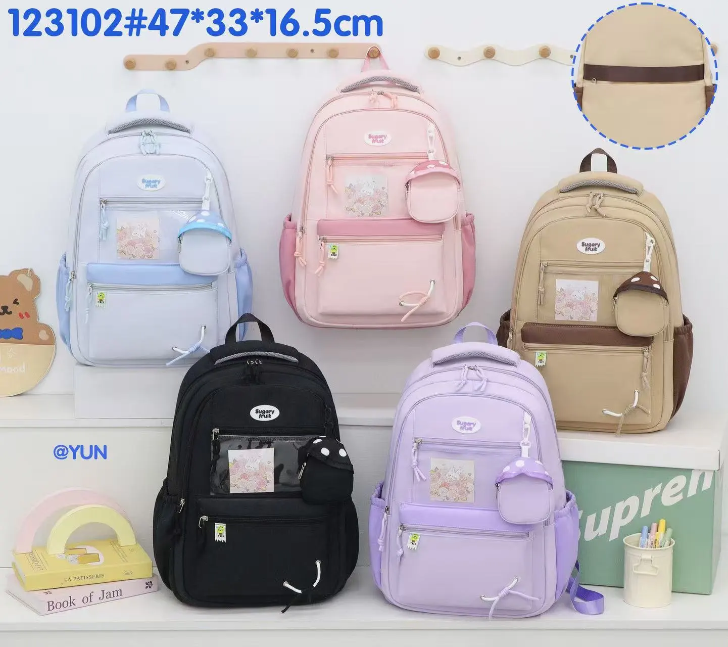 Wear-resistant Oxford fabric men's and women's backpacks, travel outdoor student schoolbags, cross-border bags detail image 14