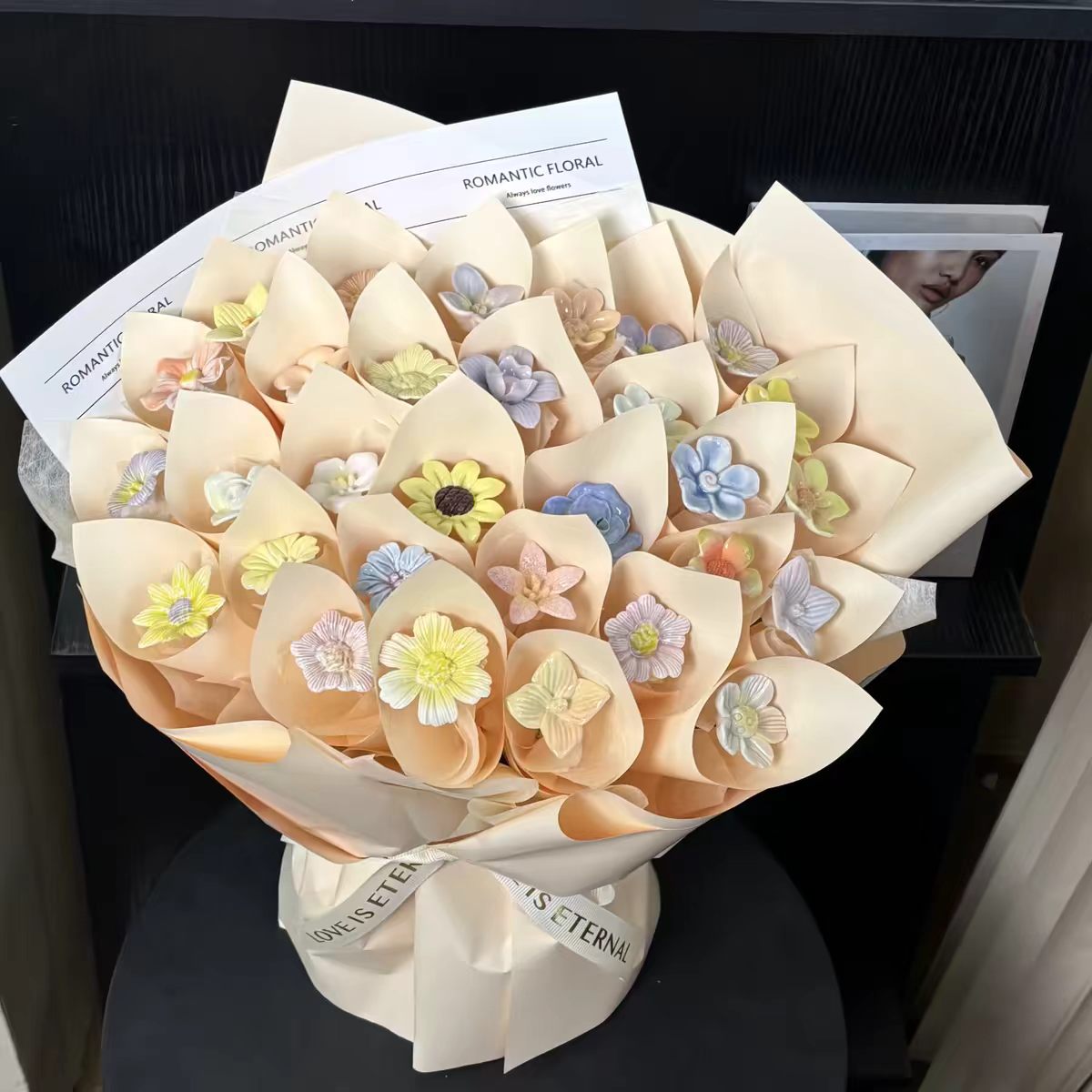 景德镇浮雕陶瓷杯陶瓷花瓶工艺品礼品陶瓷花单花永不凋谢的花陶瓷单花陶瓷摆件花艺术花陶瓷花束双花工艺品景德镇陶瓷花详情图19