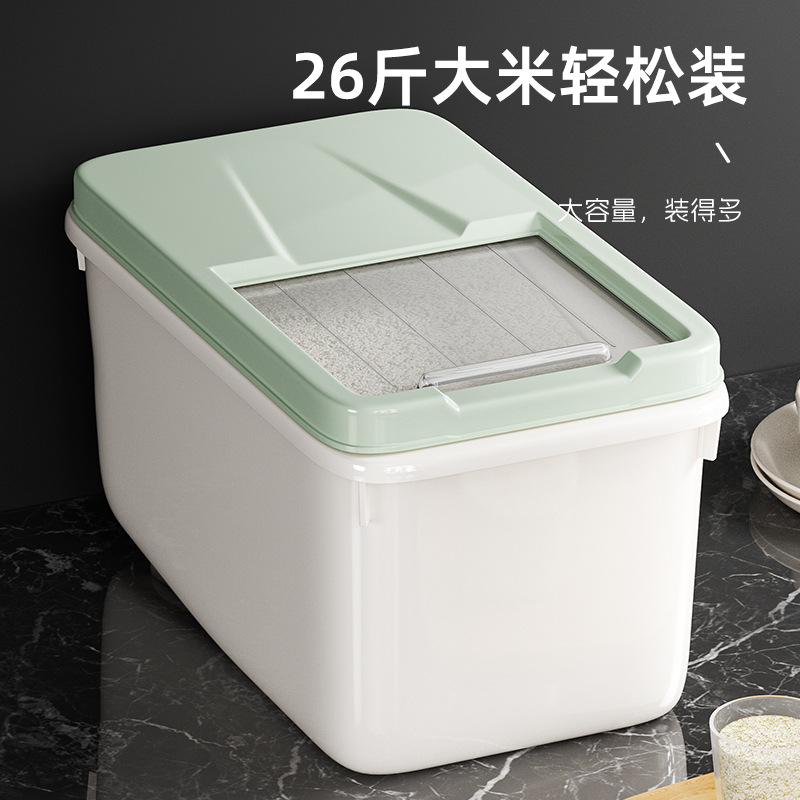 Factory direct sales of large-capacity household rice buckets, moisture-proof rice jars, insect-proof plastic flour storage boxes for wholesale Application Scenario