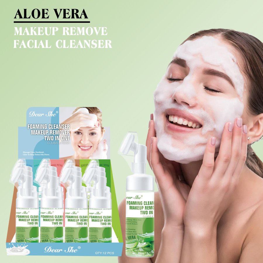 DEAR SHE Aloe Vera Essence Cleansing Mousse Foaming Facial Cleanser - A Daily Essential for cleansing and moisturizing