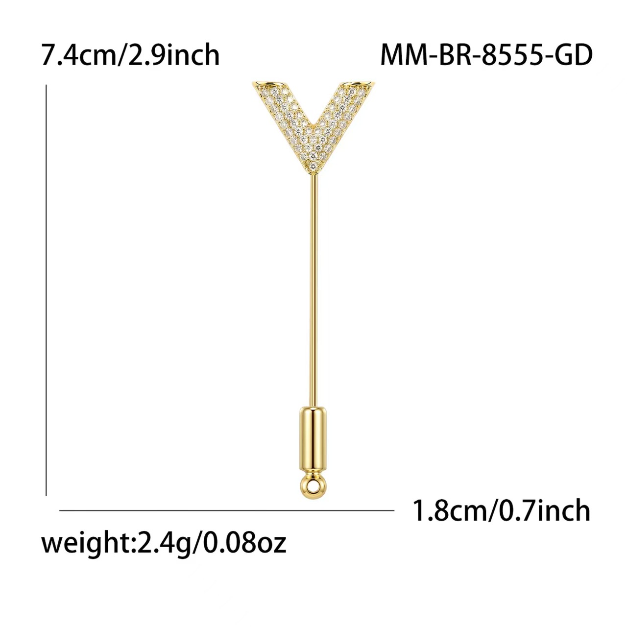 New fashionable women's copper-plated real gold V-shaped brooch, Korean-style trendy clothing brooch accessory Application Scenario
