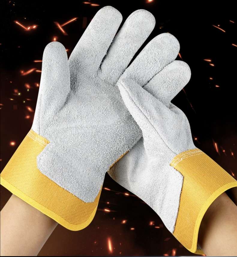 Two-layer cowhide gloves, heat-insulating, heat-insulating, wear-resistant, welder's labor protection, high-temperature resistant, and specially designed for electric welding detail image 2