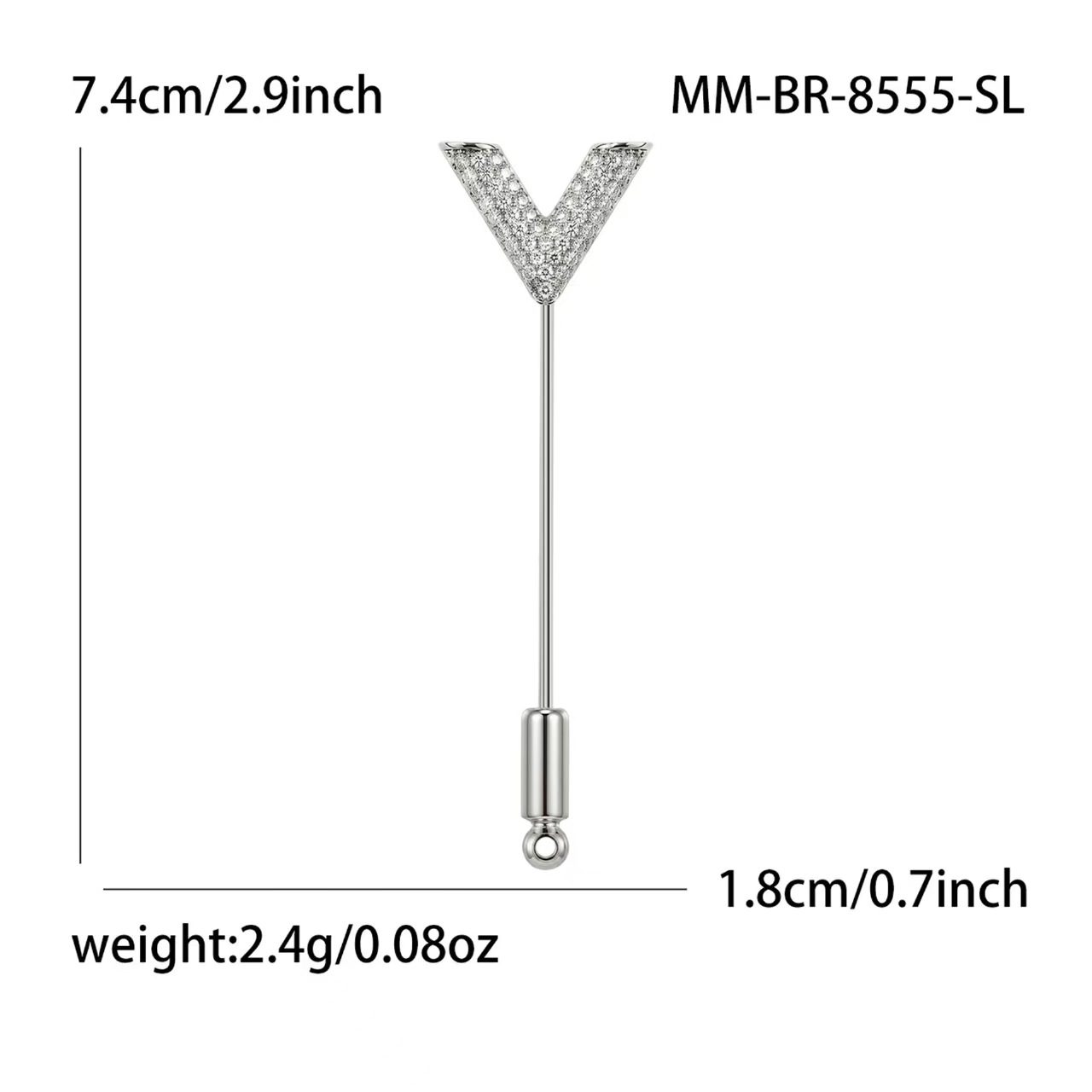 New fashionable women's copper-plated real gold V-shaped brooch, Korean-style trendy clothing brooch accessory details Picture