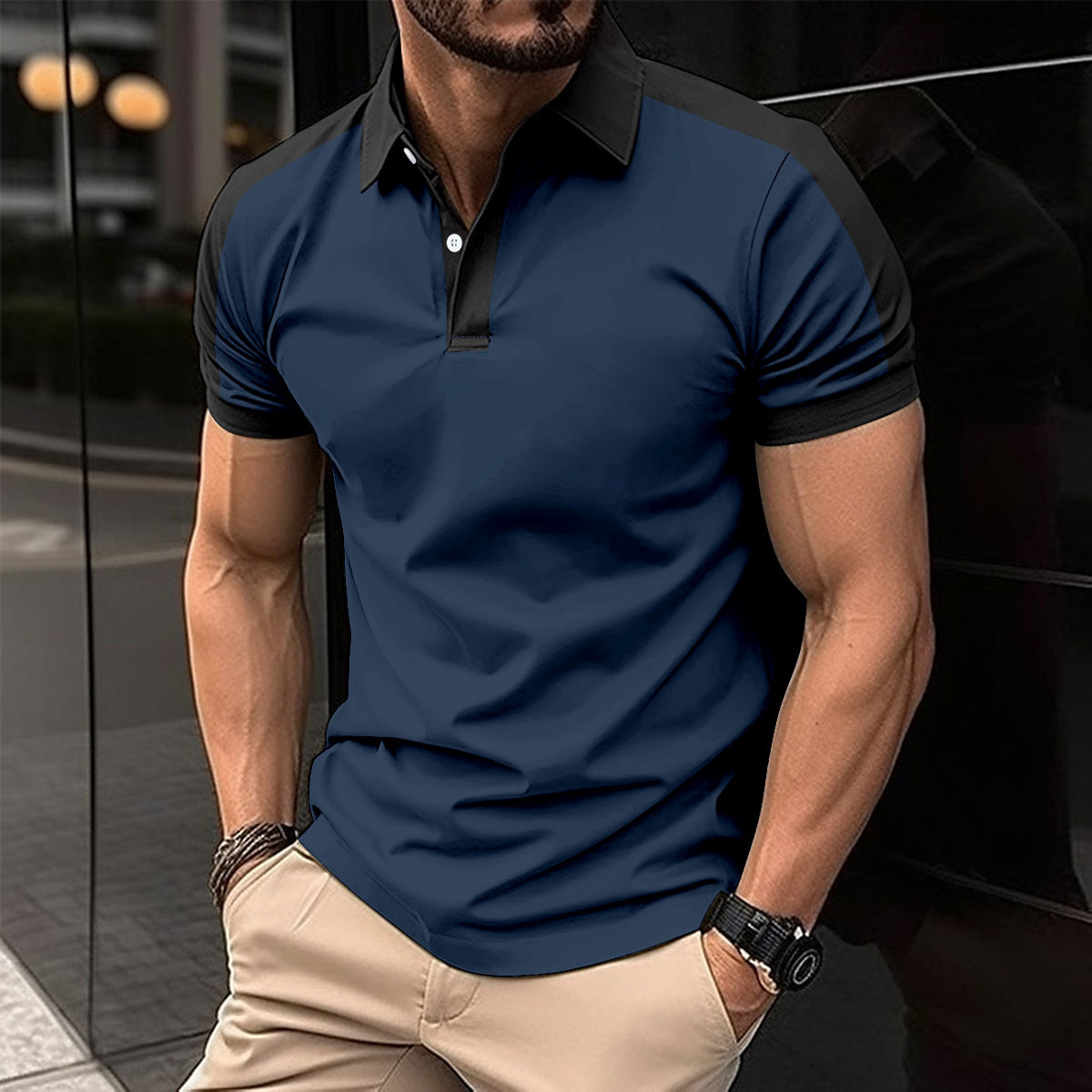 New independent ebay cross-border European and American men's lapel fashion large-sized twill cotton men's T-shirt POLO shirt Application Scenario