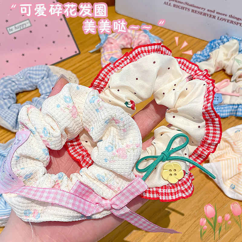 韩系碎花大肠发圈女生丸子头绳2026新款高级感扎发绳皮筋头绳发饰