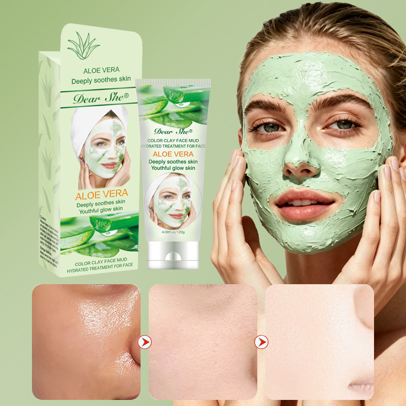 DEAR SHE Aloe Vera Essence Clay Cleansing Mask Moisturizes, Repairs, Removes Blackheads, Cleans pores, Factory customized Application Scenario