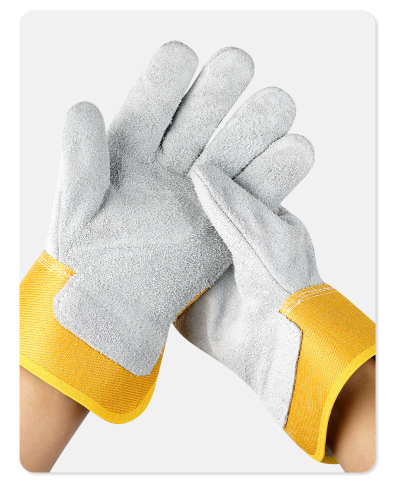Two-layer cowhide gloves, heat-insulating, heat-insulating, wear-resistant, welder's labor protection, high-temperature resistant, and specially designed for electric welding Item Picture