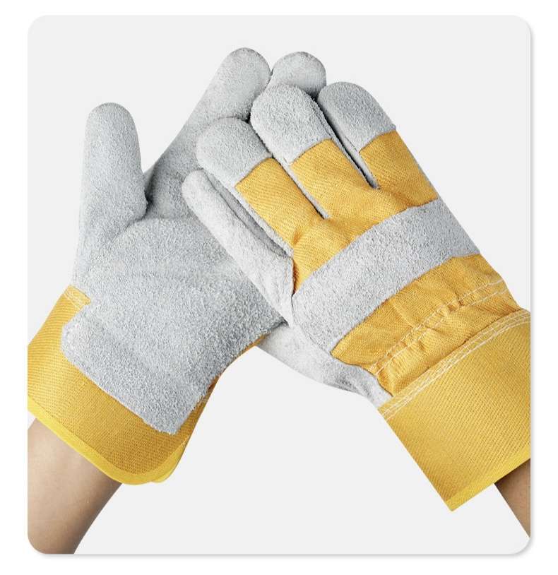 Two-layer cowhide gloves, heat-insulating, heat-insulating, wear-resistant, welder's labor protection, high-temperature resistant, and specially designed for electric welding detail image 5