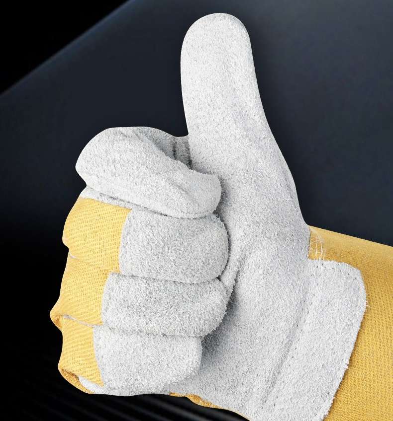 Two-layer cowhide gloves, heat-insulating, heat-insulating, wear-resistant, welder's labor protection, high-temperature resistant, and specially designed for electric welding detail image 3
