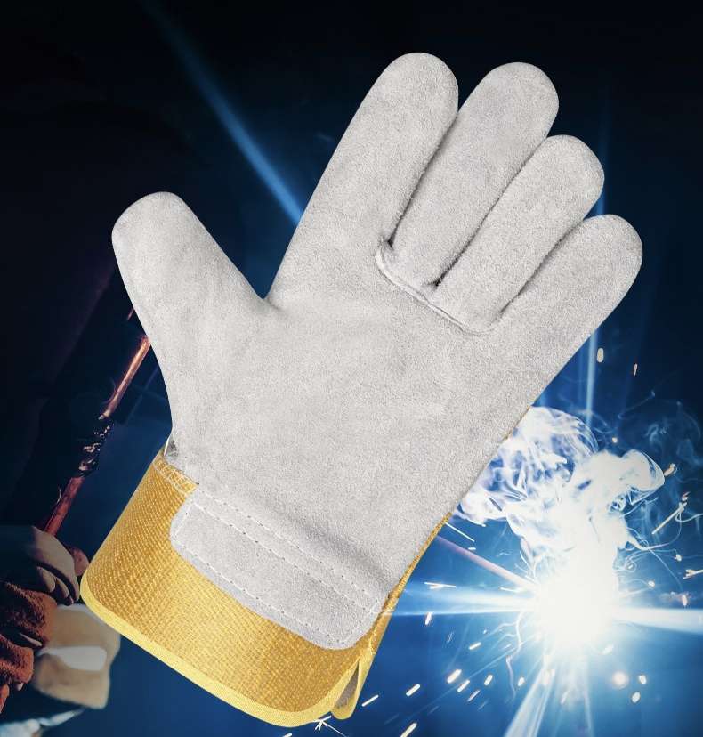 Two-layer cowhide gloves, heat-insulating, heat-insulating, wear-resistant, welder's labor protection, high-temperature resistant, and specially designed for electric welding