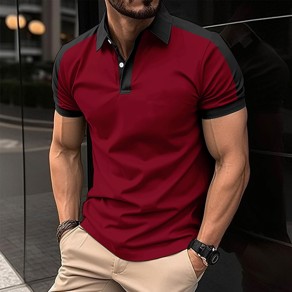 New independent ebay cross-border European and American men's lapel fashion large-sized twill cotton men's T-shirt POLO shirt Item Picture
