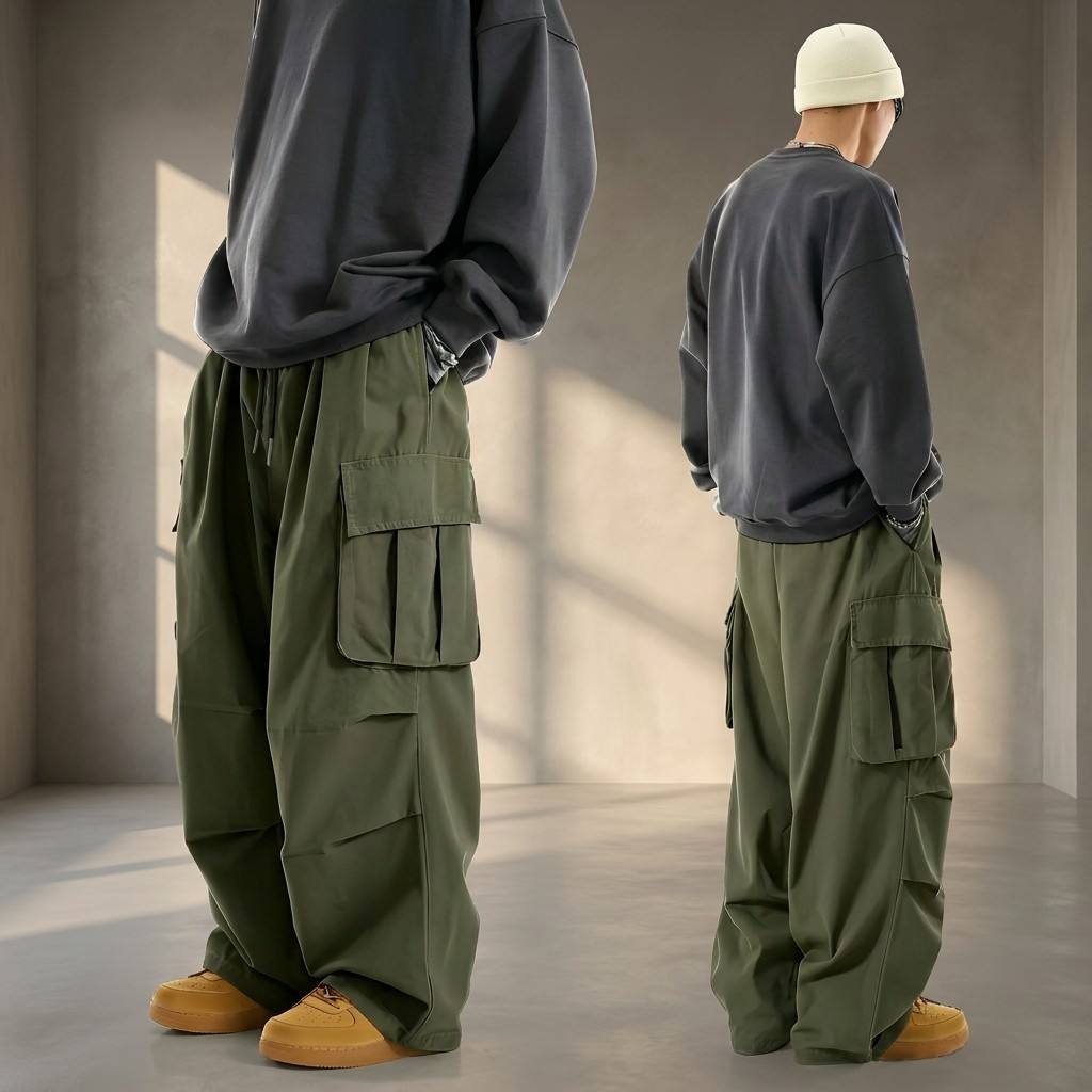 2026 AliExpress Men's Summer casual pants, multi-pocket loose and versatile solid color straight-leg workwear pants, in stock, men's summer trendy workwear pants, quick-drying pants, cross-border bestsellers casual pants Item Picture