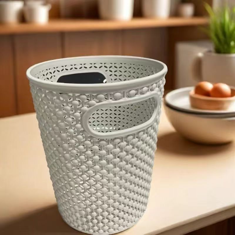White hollowed-out paper rope woven storage basket, baby hand-held basket, plastic basket Item Picture