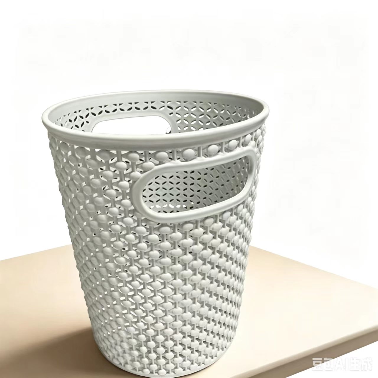 White hollowed-out paper rope woven storage basket, baby hand-held basket, plastic basket