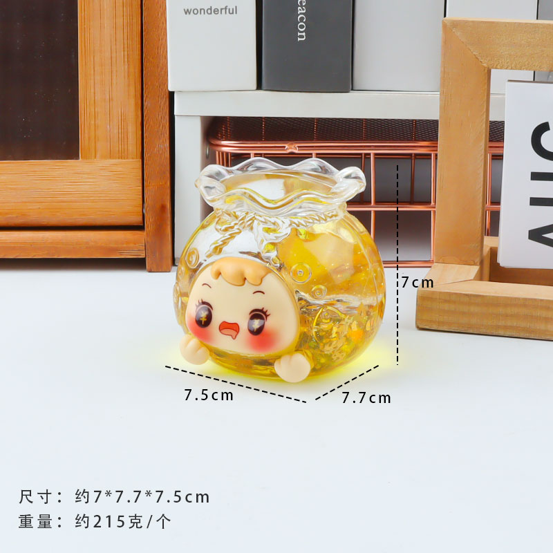 A five-piece set of "Flowing Sand Lucky Bag" ornaments in the shape of a sailboat, featuring a cartoon and cute glass texture Item Picture