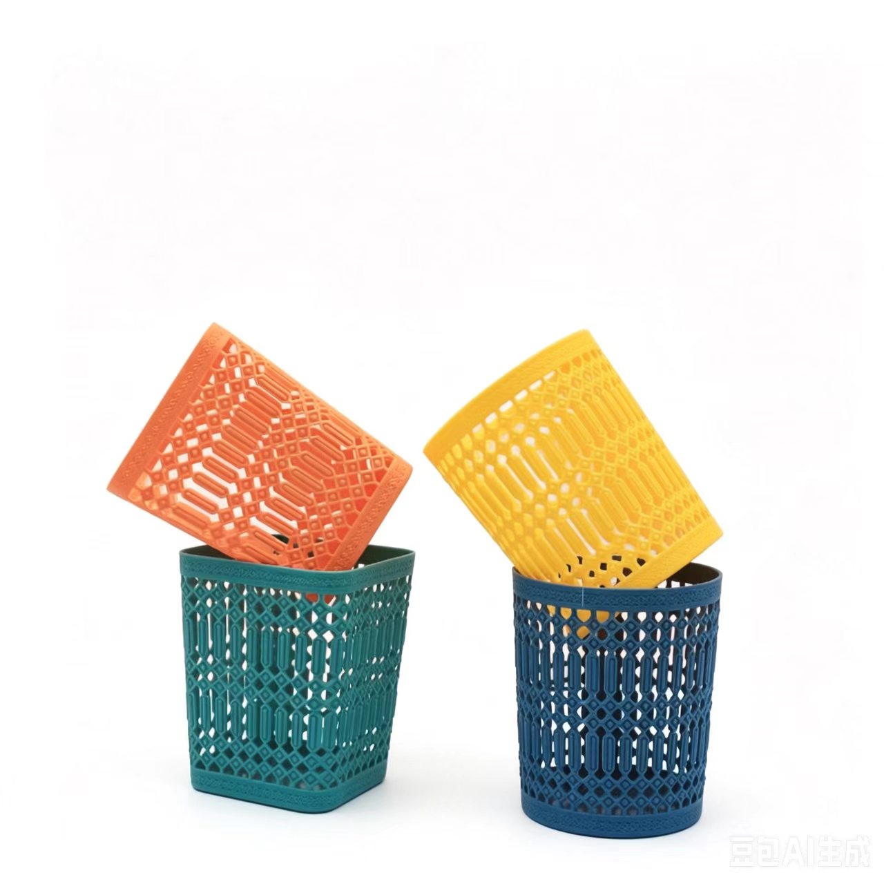 White hollowed-out paper rope woven storage basket, baby hand-held basket, plastic basket details Picture