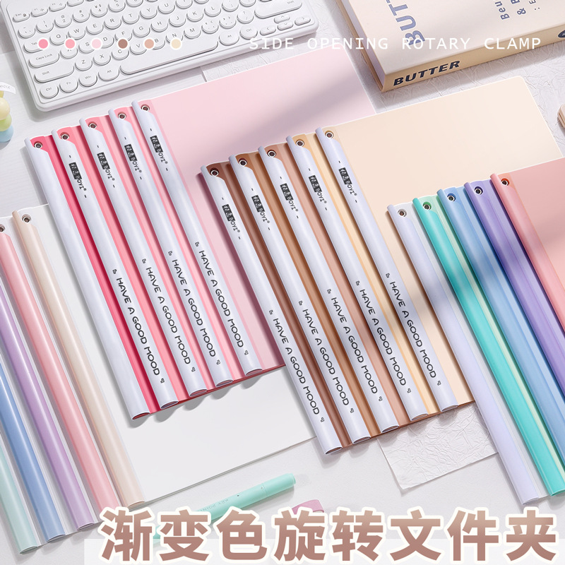 Baiyi Morandi color bar holder A4 thickened large-capacity student transparent resume file holder triangular bar folder details Picture