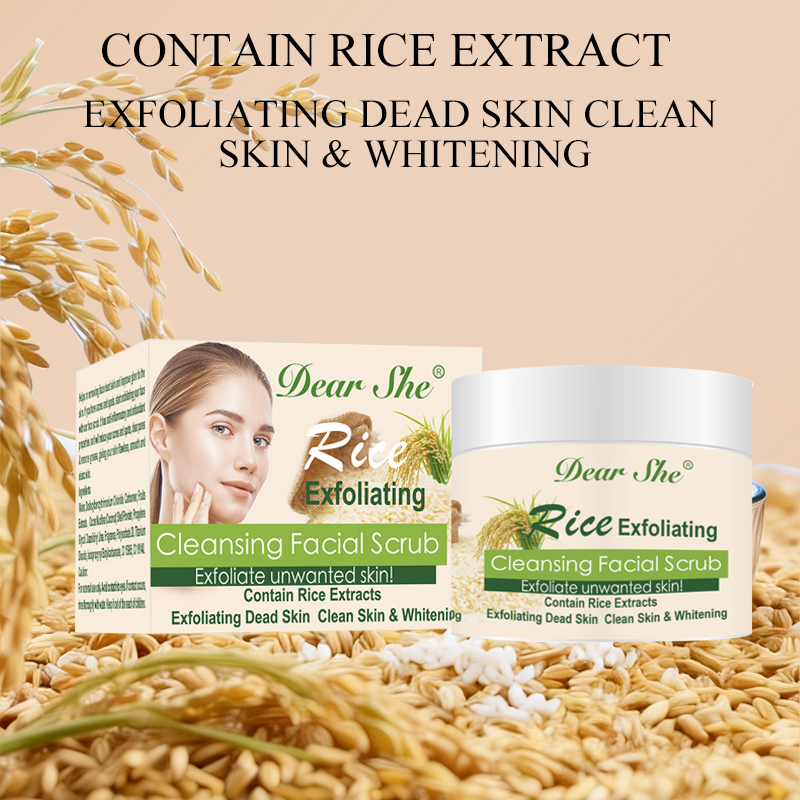 Dear She Rice Cleansing Facial Scrub Beige Warm Tone Packaging contains rice extract Exfoliating and whitening details Picture