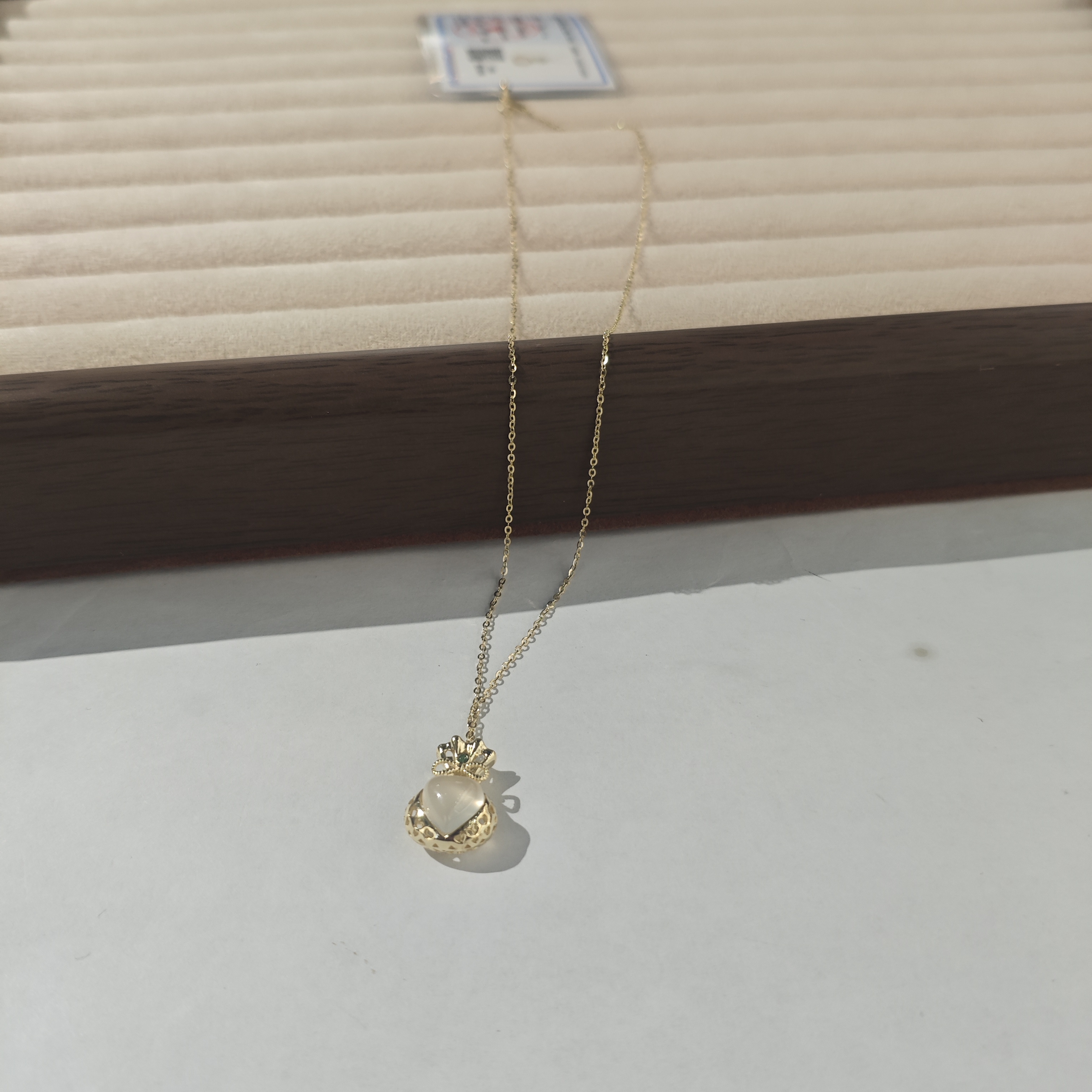 Influential new jewelry, S925 Silver Heart White chalcedony Lucky Bag Gold Silver Necklace detail image 4