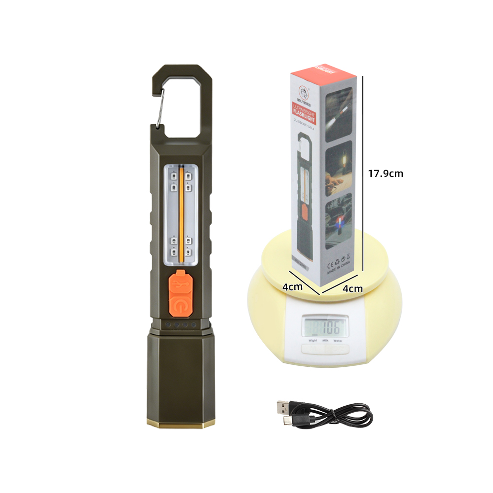 KINSACH work light, white laser solar high-intensity flashlight, multi-emergency lighting portable plastic flashlight Specification image