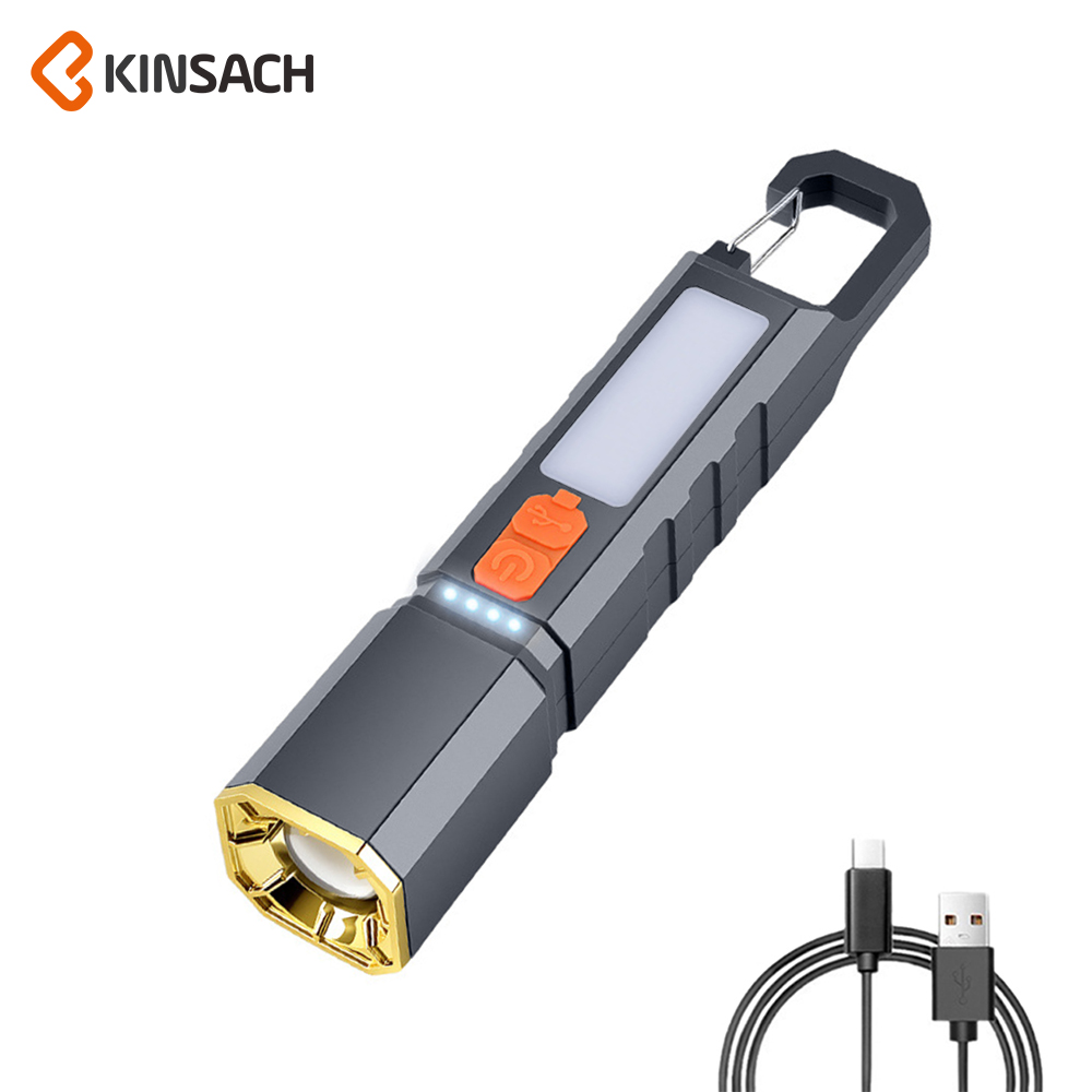 KINSACH work light, white laser solar high-intensity flashlight, multi-emergency lighting portable flashlight