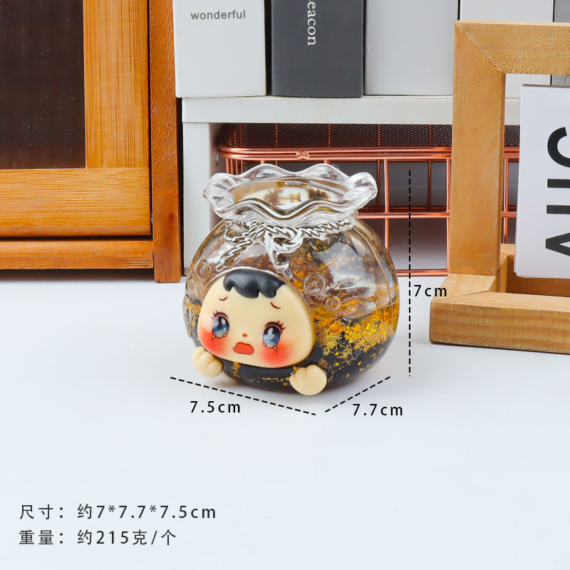 A five-piece set of "Flowing Sand Lucky Bag" ornaments in the shape of a sailboat, featuring a cartoon and cute glass texture Specification image